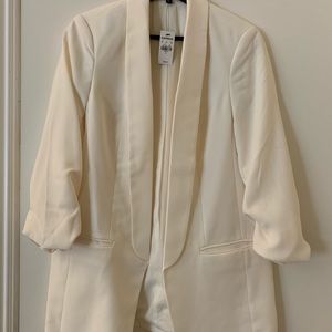 Express Ruched Sleeve Boyfriend Blazer